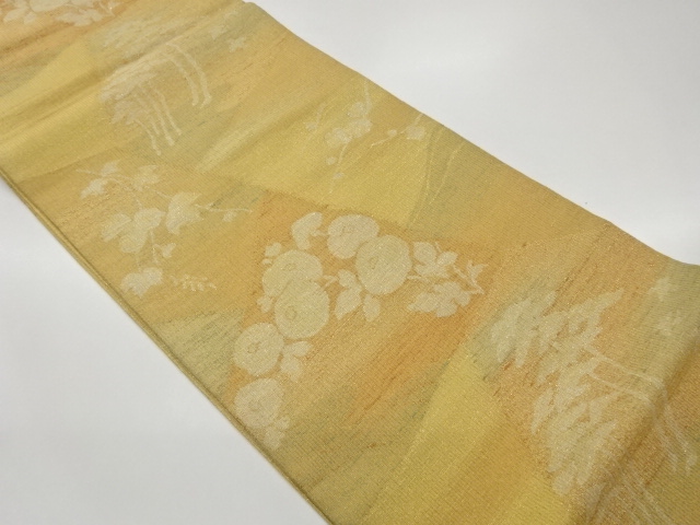 JAPANESE KIMONO / TSUMUGI / KIN-TOSHI / WOVEN FLOWERS
